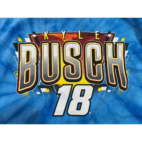 Kyle Busch Joe Gibbs Racing T-Shirt – Men’s Large, Royal M&M’s Tie-Dye - Picture 5 of 9